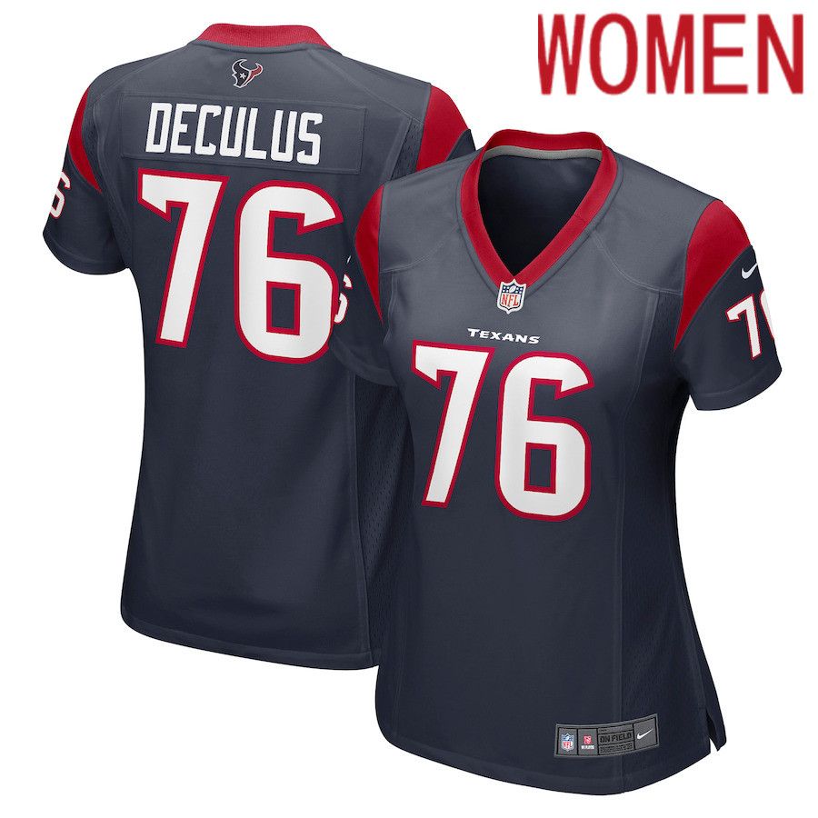 Women Houston Texans 76 Austin Deculus Nike Navy Game Player NFL Jersey